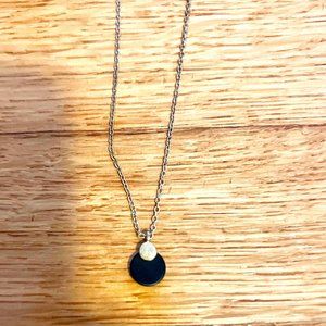 Silver & Black Drop Pendant Necklace